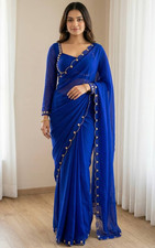 Georgette silk moti work saree