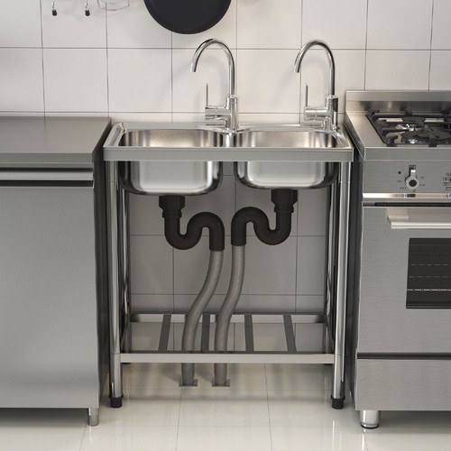 Small double bowl stainless - small,