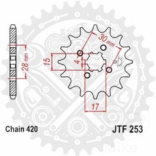 JT Front Sprocket 16/420 1pc Standard Pitch :420 Fits Honda MTX 50 S 1984