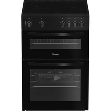 Indesit ITE6VMB 60cm Twin Cavity Electric Cooker with 4 Zone Ceramic Hob - Black