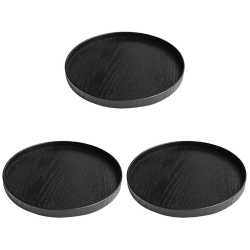 Black wooden serving - serving, tray