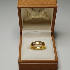 Vintage antique 22ct yellow gold diamond ring  4.2g, gypsy, wide band