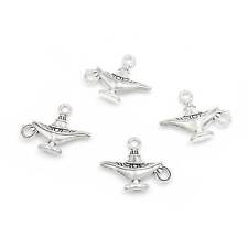 Vintage Parts DIY Miracle Lamp by Aladdin as Pendant in Antique Silver Tone 4pcs