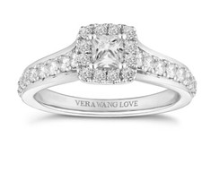 Vera Wang 18ct white gold 0.69ct total diamond Halo ring RRP £3000
