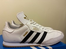ADIDAS SAMBA WHITE LEATHER BLACK STRIPES UK 10 USED
