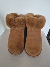 FitFlop Mukluk Tan Suede Shearling Lined Ankle Boots size 5