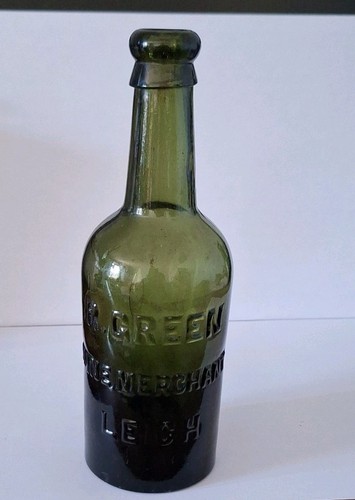 Antique green wine bottle - green,