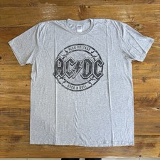 AC/DC Rock Band Graphic Print T Shirt Grey Size 2XL Gildan Music