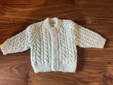 Hand Knit Baby Cardigan 0/3 Months mint green 