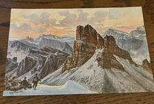 Hildesheimer No 5219 Mountain Sunrise/Sunset Alpine Scene H. Trieber M. Postcard