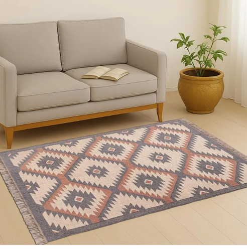 Wool jute kilim runner - jute,