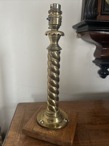 Vintage brass lamp base spiral - brass,