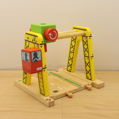 Wooden train track - wooden, crane
