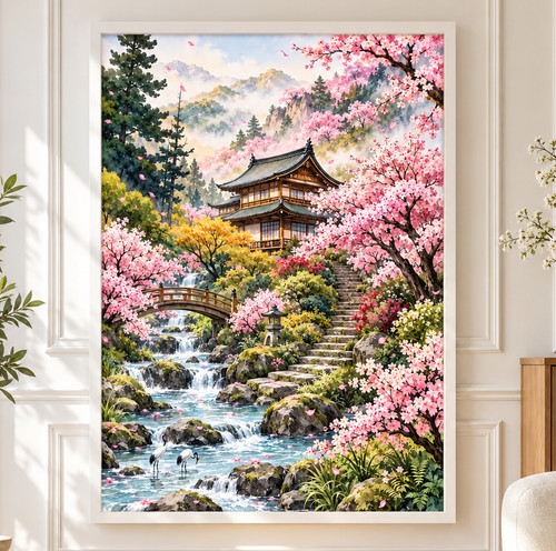 Japanese pagoda cherry - pagoda, blossom