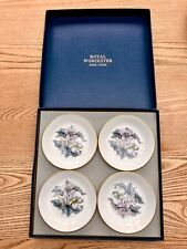 Royal Worcester Boxed Set of 4 Pin Dishes Trinket Trays Dog Rose Mint Condition