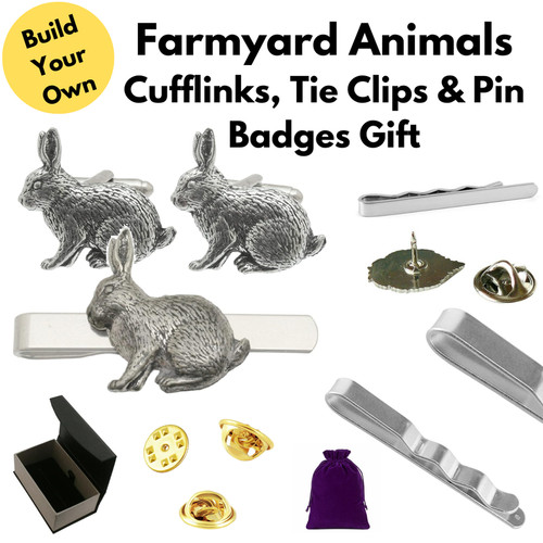 Farmyard animals cufflinks tie - cufflinks,