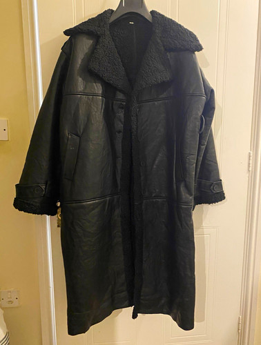 Women black leather - black, trench
