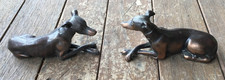 2 BRONZE SCULPTURE DOG WHIPPET