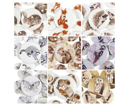Cute wooden wildlife buttons - cute,