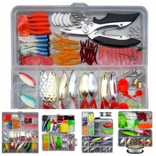 Fishing Lures Tackle Spinners Plugs Soft Bait Pike Trout 164pcs Set Salmon Box