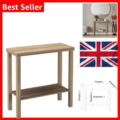 Oak two tier console table - console,