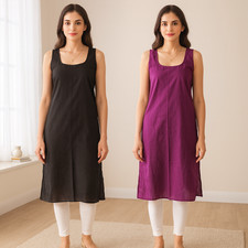 Pack of 2 Cotton Slips,Long Camisole Underslip,Ladies Full Length Slip,Innerwear