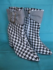 Dog Hounds Tooth  Ankle Boots UK 7 Mod Drag Pride, 4" Heel, side zip, buckle