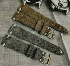 Italian Vintage Genuine Suede watch strap Handmade 18 19 20 22mm Grey Brown Blue