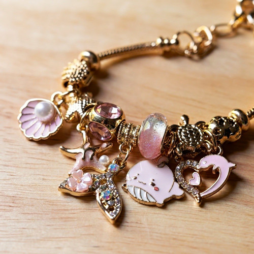Pink lagoon charm bracelet - pink,