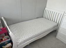 Single White Wooden Sleigh Bed