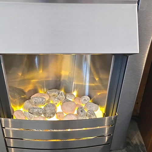 Silver inset electric fire - silver,