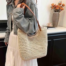 Women Boho Wicker Handbag Bag