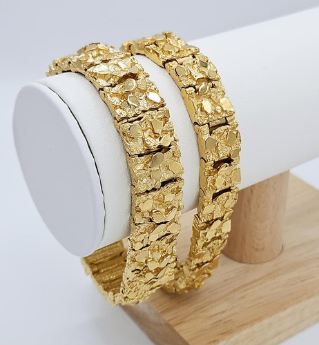 Gold nugget bracelet 13mm - gold, bracelet,
