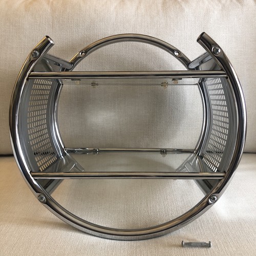 Vtg round chrome metal glass - round,