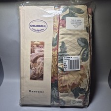 Pair Ready Made Curtains Coloroll Baroque 66x 54" 168x 137cm Vintage Tiebacks 