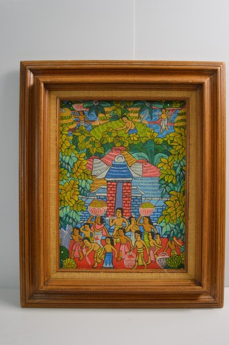 Vintage haitian oil canvas - haitian,