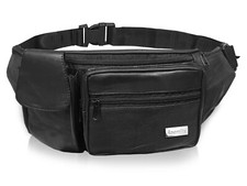 Leather Bumbag Extra Large Bum Bags Up To 50 inch XL Big Plus + Size Waist Black