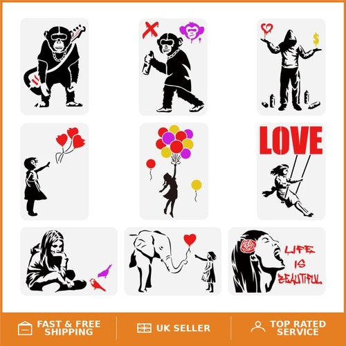 Banksy theme stencil - set, 9