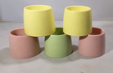 VINTAGE RETRO 1960's STACKING MELAMINE PLASTIC EGG CUPS COLOURFUL PASTEL SET  5