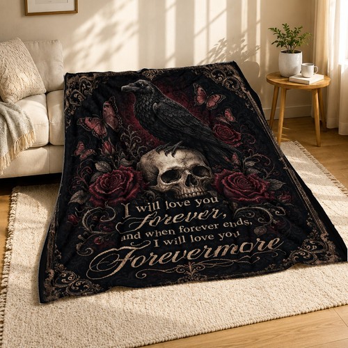 Gothic raven skull forevermore - raven,