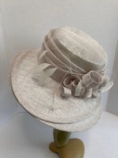 Silver Grey Hat Wide Brim Sinamay Swirl Detail Races Mother of the Bride Groom