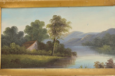 Antique Victorian Original oil painting Scottish rural landscape unsigned