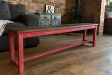 Industrial Recycled Wooden Bench Large Reclaimed Handmade Assembled Furniture