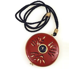 Vintage Yves Saint Laurent designer Opium Solid Perfume Pendant Necklace 1980's