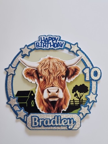 Highland cow personalised cake - highland,