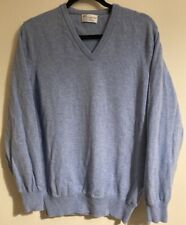 Mens Hawick Knitwear V-Neck Knitted Jumper Pullover. Size L. Blue.100% Lambswool