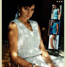 Ladies 80's Sleeveless V-Neck Lacey Summer Top Vintage Knitting Pattern Reprint
