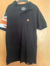 Trojan Records black polo shirt with orange Union Jack flag sleeve XL