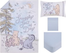 Winnie the Pooh Bear Toddler Cot Bed Comforter Quilt & Sheet Set Pastel Lilac