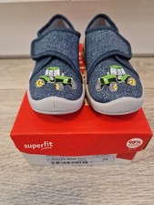 Superfit Boys Benny Slipper Shoe With Tractor Logo Blue Trainer Size 8.5 UK 
